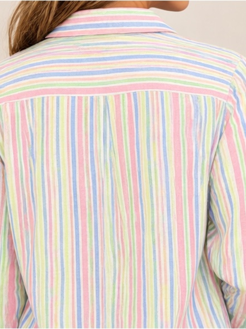 Appleseeds Striped Button-Down Shirt - Pastel Multi - Picture 2 of 4